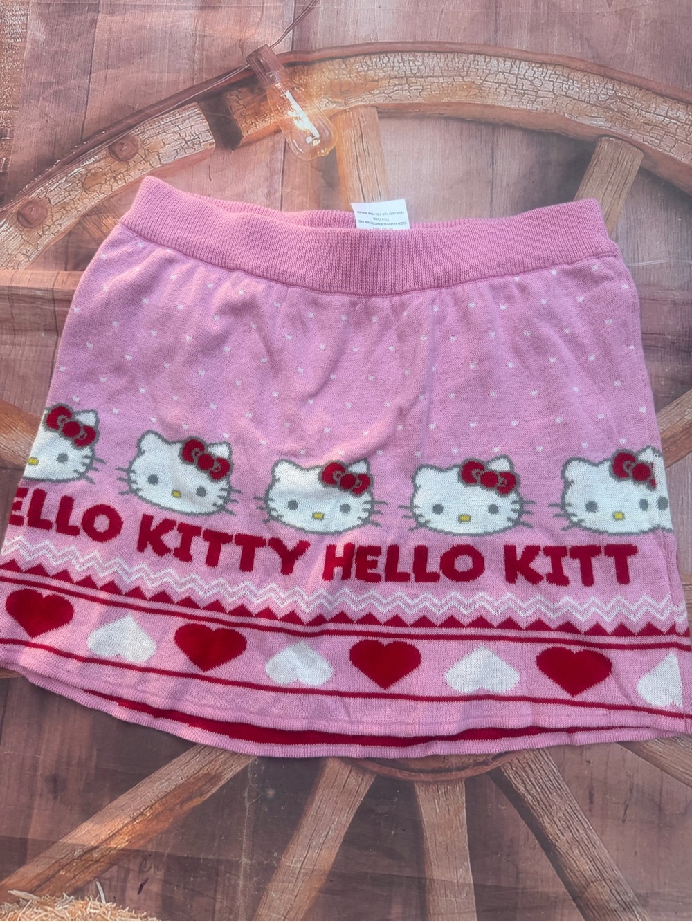 Hello Kitty Pink Knit Girls Skirt 7/8T